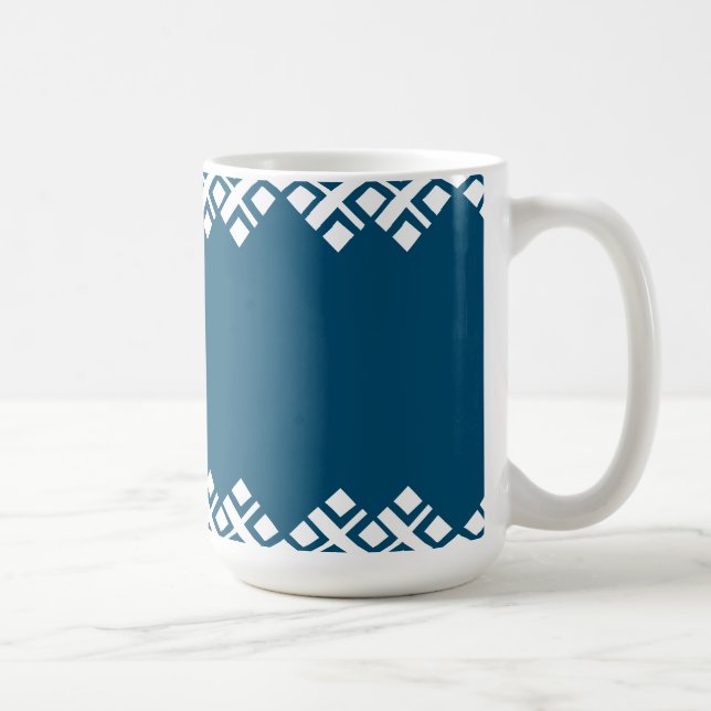 Havsblå och vit mono sicksack kaffemugg (Höger)