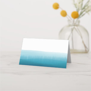 Havsblå Ombre Watercolor Blank Bord Guest Placeringskort