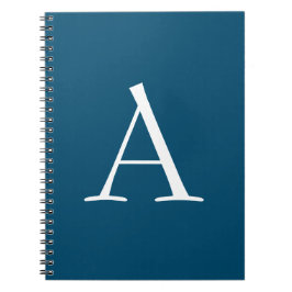 Havsblå Ovanlig Elegant Modern Monogram Initial Anteckningsbok