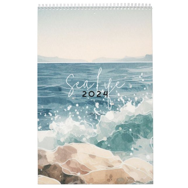Havsblå vattenfärg kalender (Omslag)