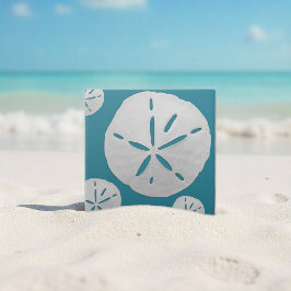 Havsblå & Vit Tropisk Strand Sanddollaraccent Kakelplatta