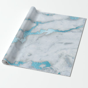 Havsblå vita Grått Marble Shiny-borstar Presentpapper