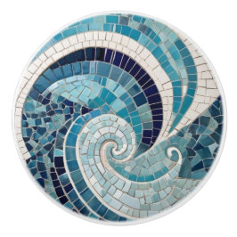 Havsbläckfisksträdans Abstrakt Ocean Blue Mosaic Knopp