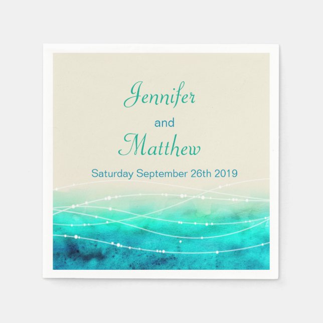 Havsblågrädde, papper napkin, färgad gnistra pappersservett (Framsidan)