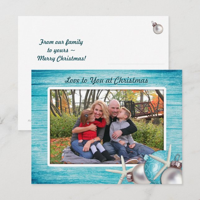 Havsblått Anpassningsbar - jullvykort för foto Helg Vykort (Fram/baksida)