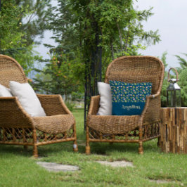 Havsblått blommönster dekorativ kudde