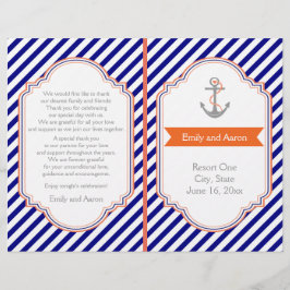 Havsblått, bröllopsprogram för korall