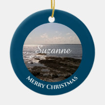 Havsblått foto, tillsätt Namn-jul