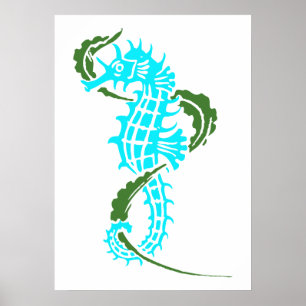 Havsblått, grönt och sjögräs poster