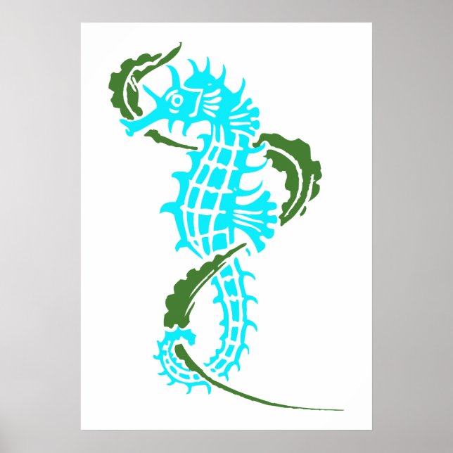 Havsblått, grönt och sjögräs poster (Framsidan)