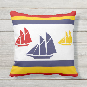 Havsblått, gult och rödhavsvit PILLOW Kudde