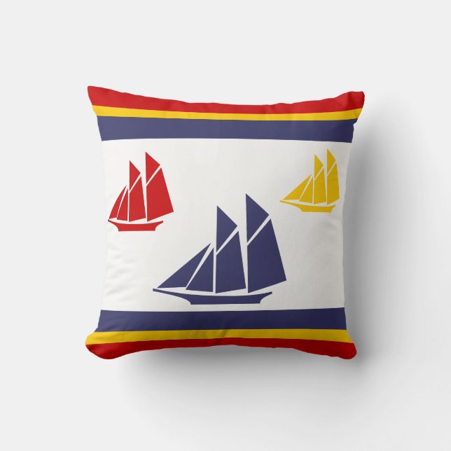 Havsblått, gult och rödhavsvit PILLOW Kudde (Framsida)
