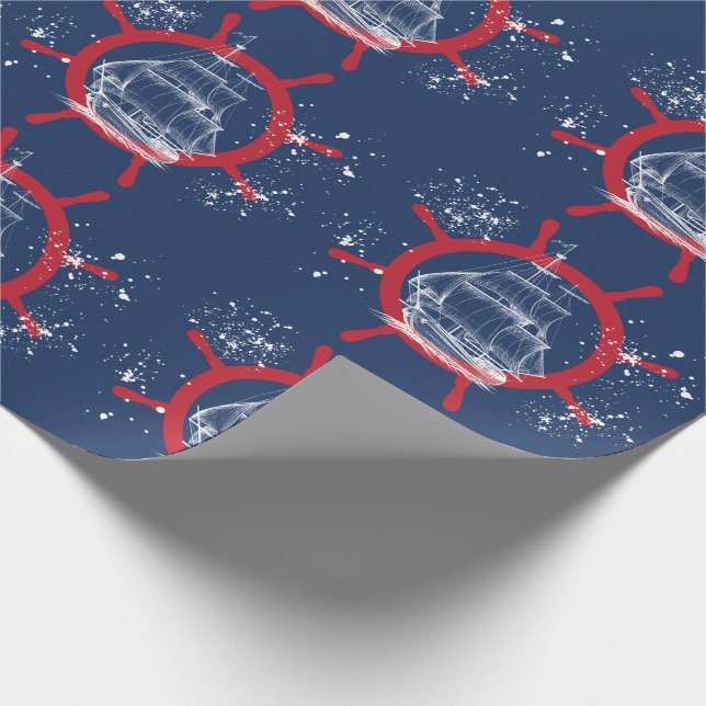 Havsblått i sjöbåten Nautiskt Presentpapper (Hörn)