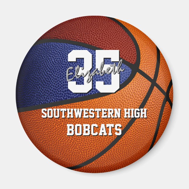 Havsblått idrottslag färg ger basket magnet (Framsidan)