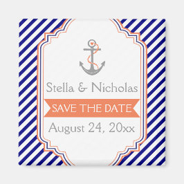 Havsblått, korallsjön bröllop spara datum magnet