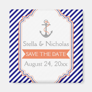 Havsblått, korallsjön bröllop spara datum magnet