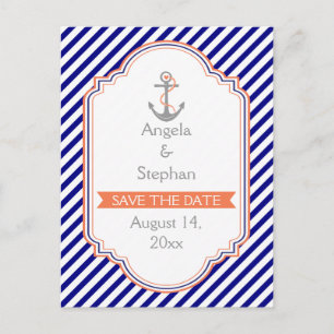 Havsblått, korallsjön bröllop spara datum meddelande vykort