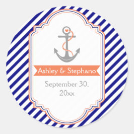 Havsblått, korallsjön bröllop spara datum runt klistermärke