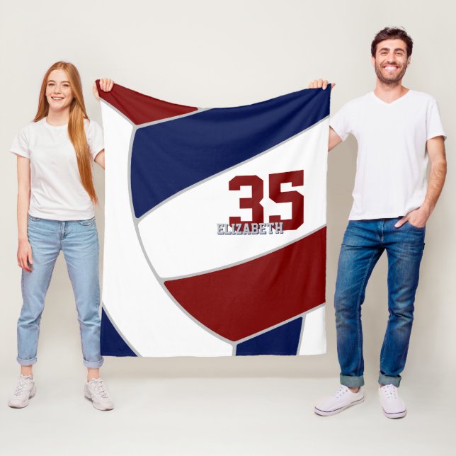 Havsblått lag färg volleyball Rumsdeka Fleecefilt (På plats)