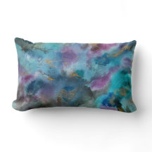 Havsblått Lila Guld Vattenfärgsfärgning Abstrakt A