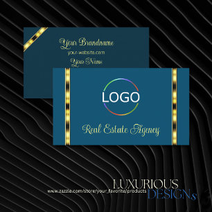 Havsblått med Logotyp Golden Rand Professionell Visitkort