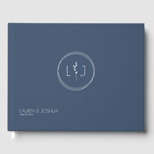 Havsblått ・ Modern, minimalistisk Bröllop Gästböcker (Framsida)
