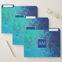 Havsblått och grönt med monogram