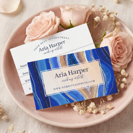 Havsblått och Guld Geode Guld Glitter Agate Tidsbeställning Kort