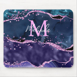 Havsblått och Lila Glitter Ocean Agate Musmatta