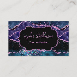 Havsblått och Lila Glitter Ocean Agate Visitkort