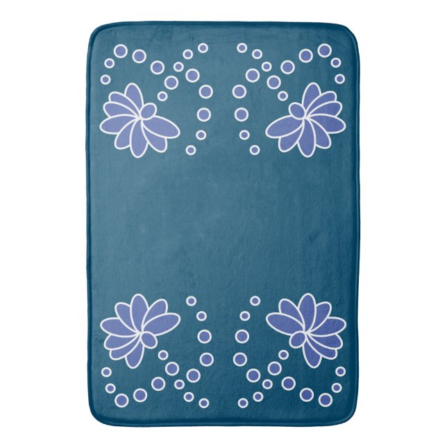 Havsblått och medelmodern blomma badrumsmatta (Framsidan (Vertikal))