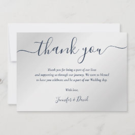 Havsblått och Silver Bröllop Tack Kort