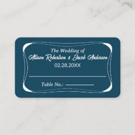 Havsblått och vitt Bröllop-Bordsnummer Placeringskort