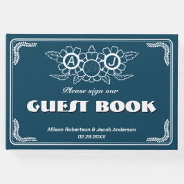 Havsblått och vitt Bröllop-gäst Bok