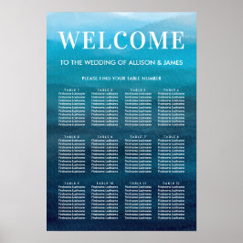Havsblått Vinkara vattenfärgsdiagram Bröllop Poster