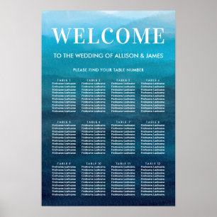 Havsblått Vinkara vattenfärgsdiagram Bröllop Poster