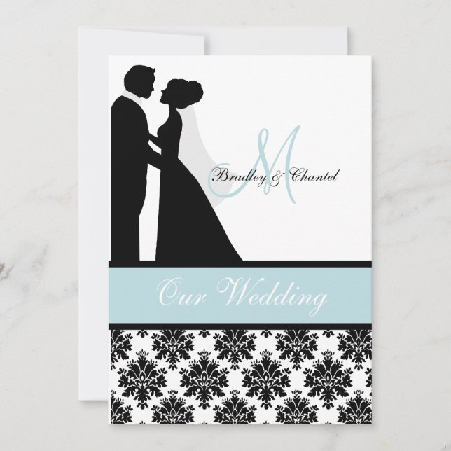 Havsblåttbröllop kopplar ihop bröllopinbjudan inbjudningar (Framsida)