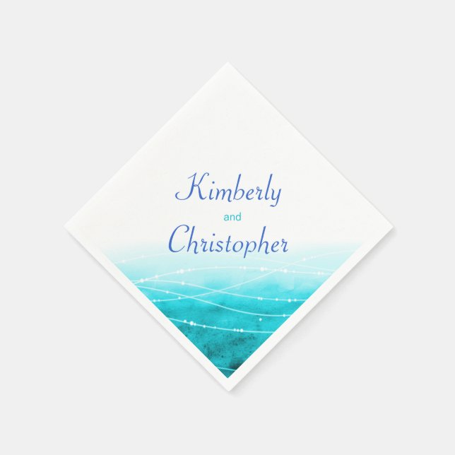 Havsblåvit papper napkin, färgad gnistra (blåblå v pappersservett (Hörn)