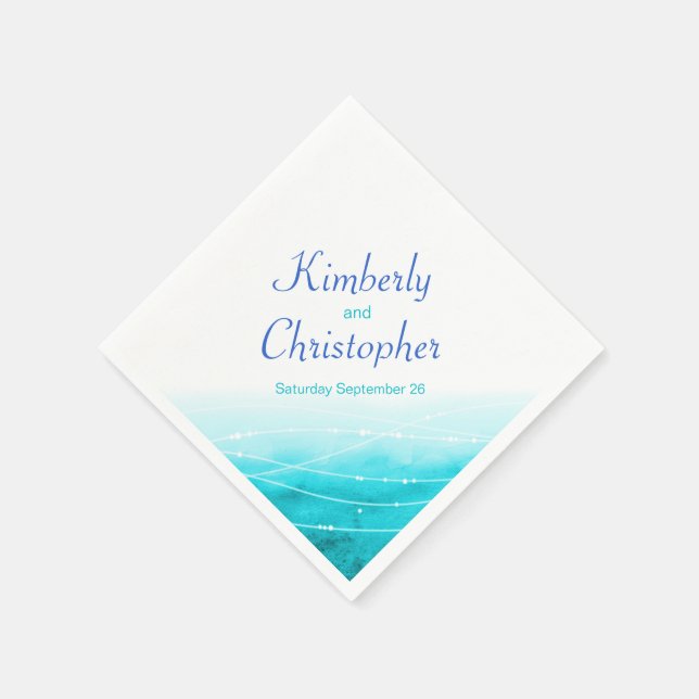 Havsblåvit papper napkin, färgad gnistra (blåblå v pappersservett (Hörn)