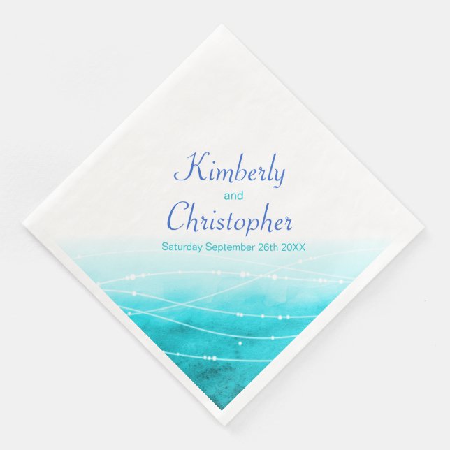 Havsblåvit papper napkin, färgad gnistra (blåblå v pappersservett (Hörn)