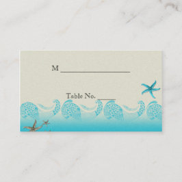 Havsbotten i Sand och Aqua Bröllop i ortkort Placeringskort