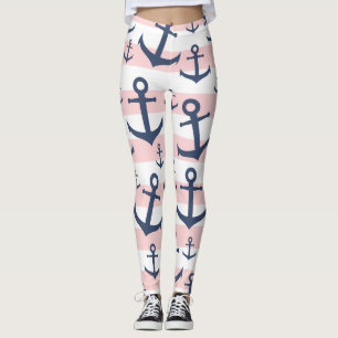 Havsbottenankaret rosa rand mönster leggings