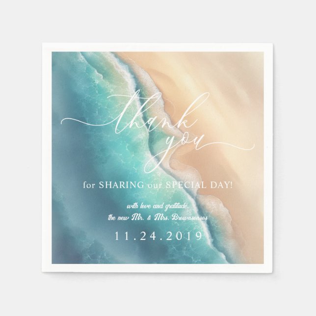 Havsbottenblå vattenfärg, Tack Pappersservett (Framsidan)