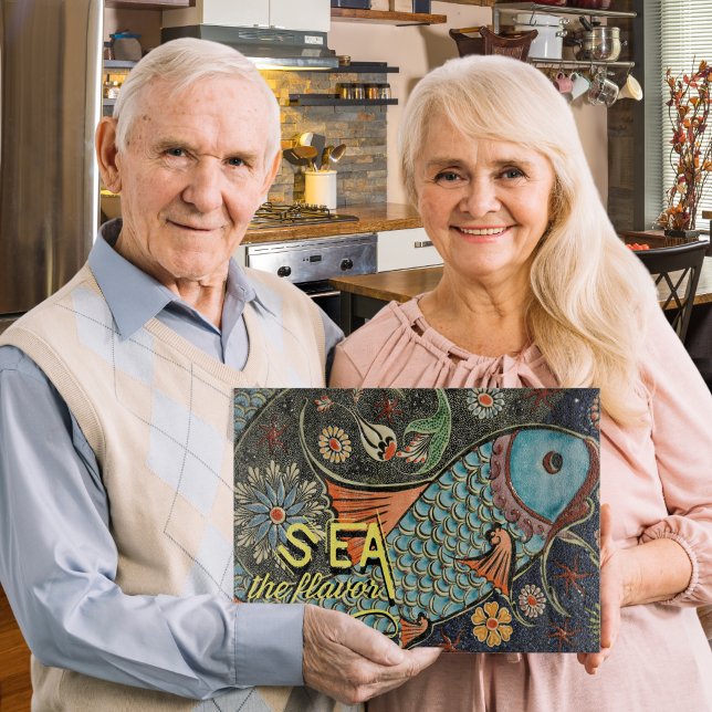 Havsbottenlevande fisk (A vibrant mosaic-style board that brings coastal color and foodie fun to any kitchen.)