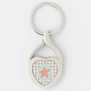 Havsbottenlevande havsvik twisted heart silverfärgad nyckelring