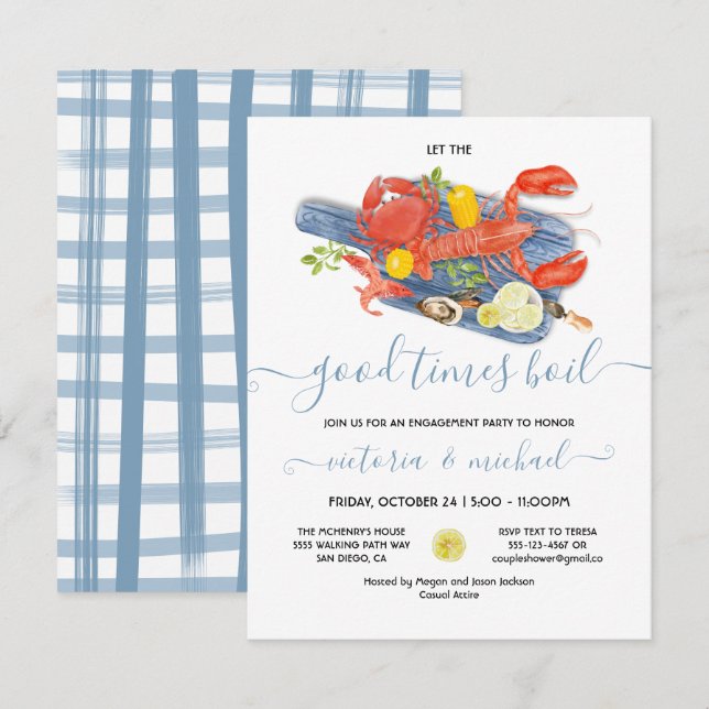 Havsbottens Förlovning Rehearsal Dinner Party Inbjudningar (Fram/baksida)