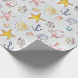 Havsbottnar i sjöar Starfish Watercolor Mönster Presentpapper