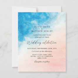Havsbröllopsinbjudan för vattenfärgsstrand