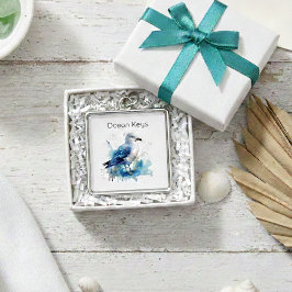 Havsbryggning: Vattenfärgen Fiskmås Fyrkantig Silverfärgad Nyckelring