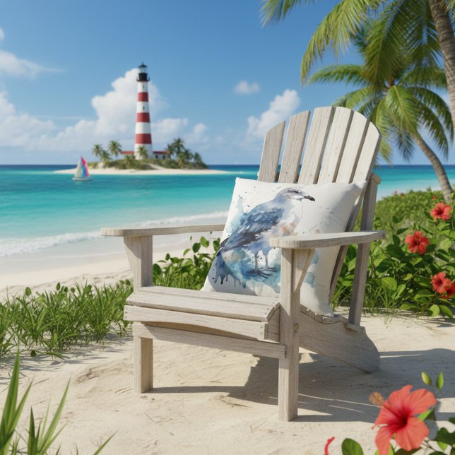 Havsbryggning: Vattenfärgen Fiskmås Kudde (Skapare uppladdad)